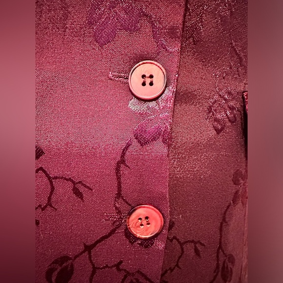 Gorgeous Dark Academia Plum Floral Jacquard Satin Boho Steampunk Coat Jacket S M - Picture 8 of 14